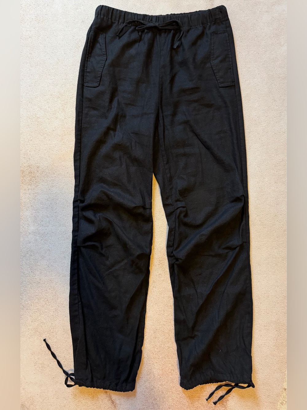 Black Linen Jogger Pants